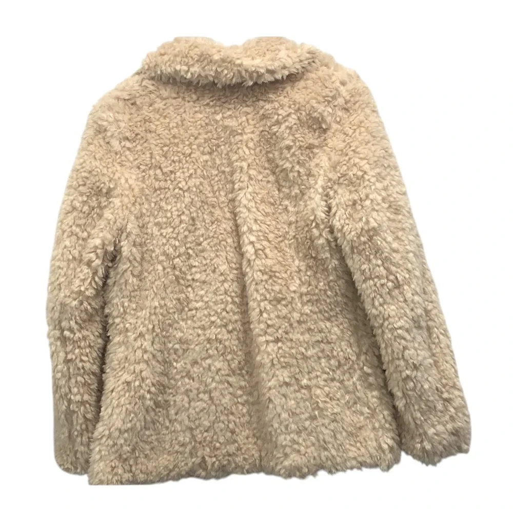 H&M DIVIDED Cream Faux Fur SHAGGY TEDDY BEAR Faux Curly Lamb JACKET/COAT sz S